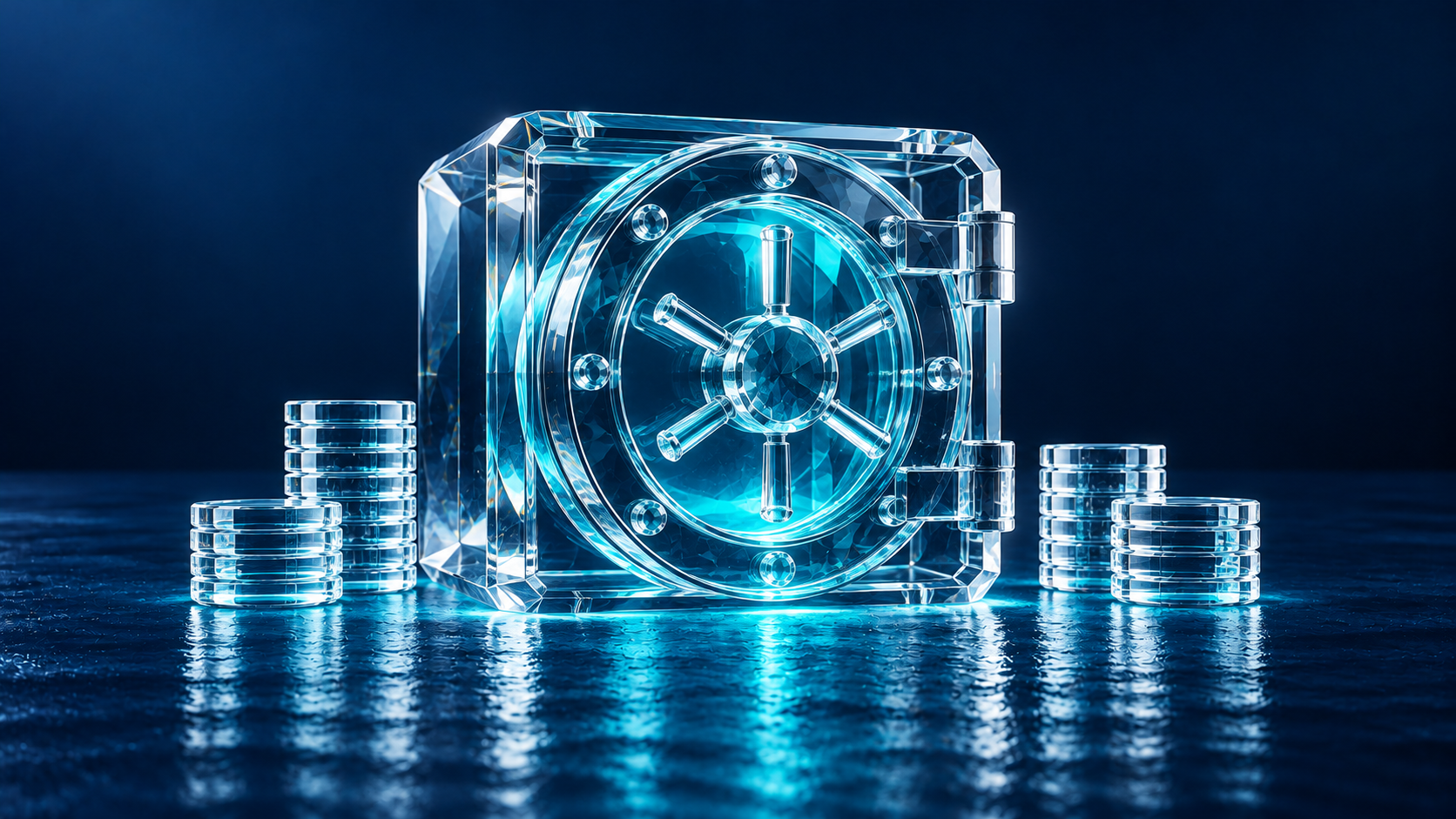 Conceptual blue and aqua glass illustration of Banking and Finance