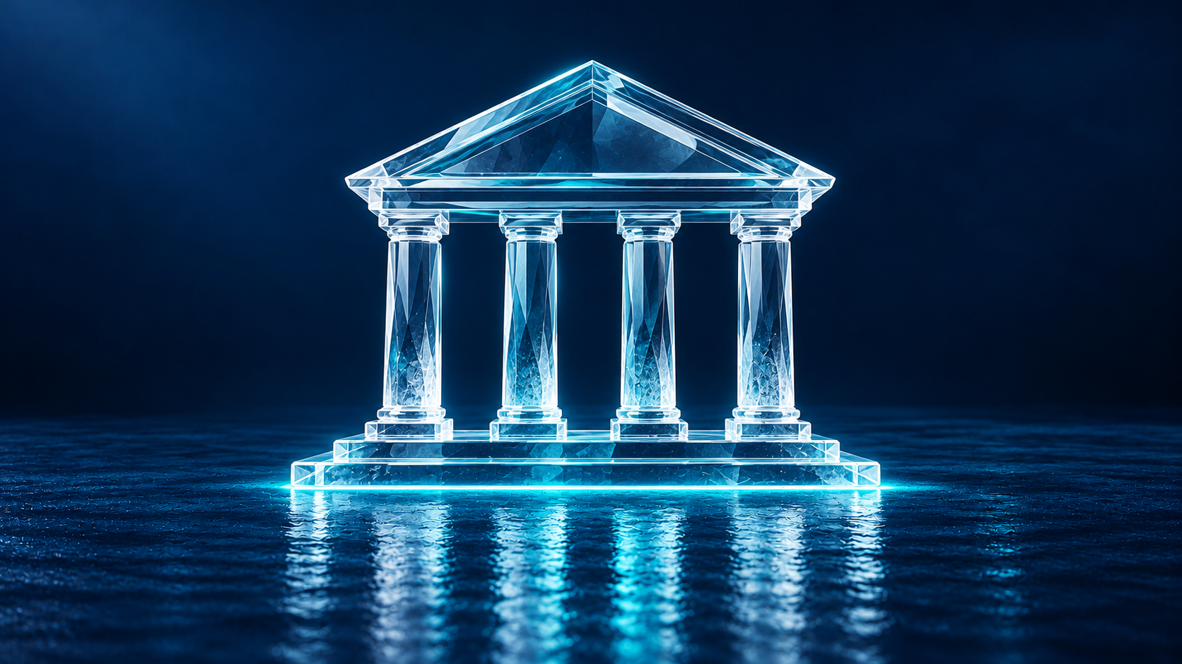 Conceptual blue and aqua glass illustration of Government