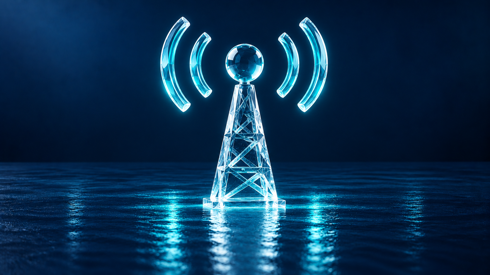 Conceptual blue and aqua glass illustration of Telecommunications